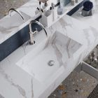 Composición de Baño Calacatta Top en HPL y Base Blanco Mate Made in Italy - Polsen viadurini