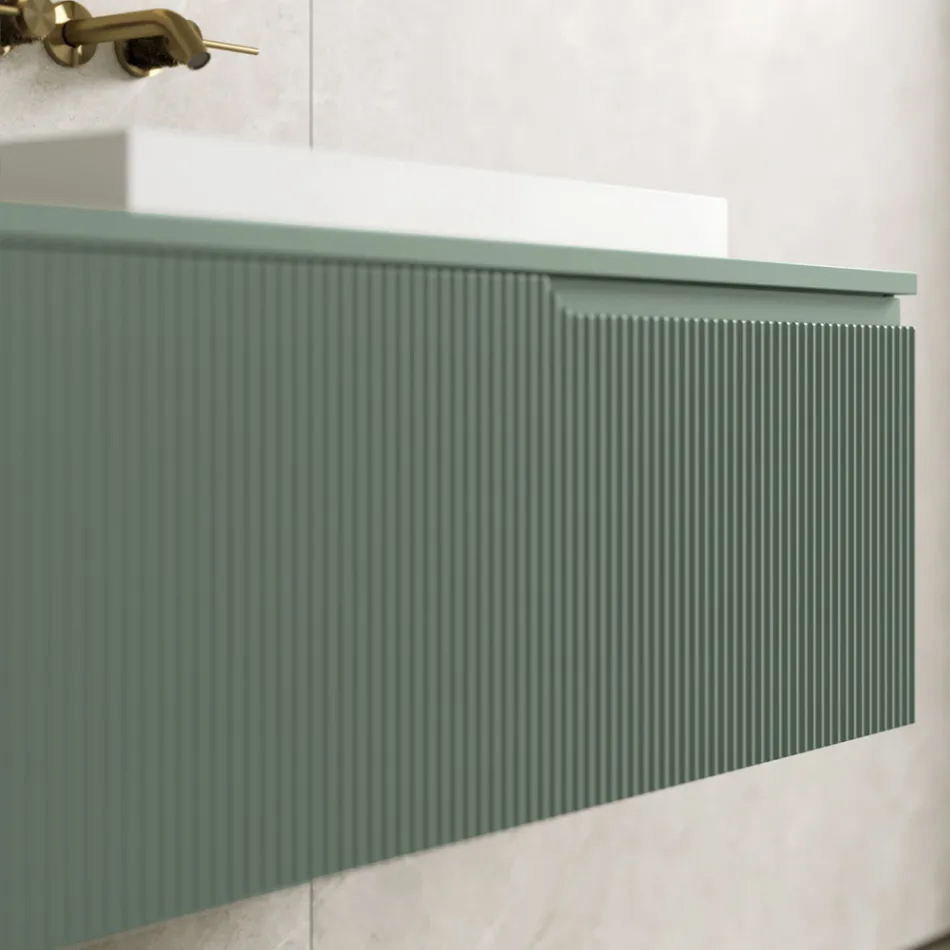 Composición de baño verde salvia con lavabo de resina Made in Italy - Artemide viadurini