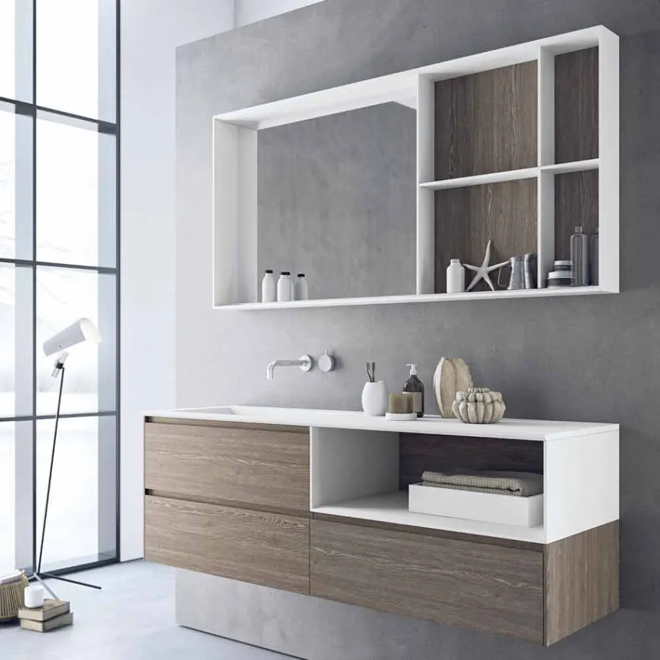 Composición de muebles de baño, diseño moderno y suspendido Made in Italy - Callisi8 viadurini