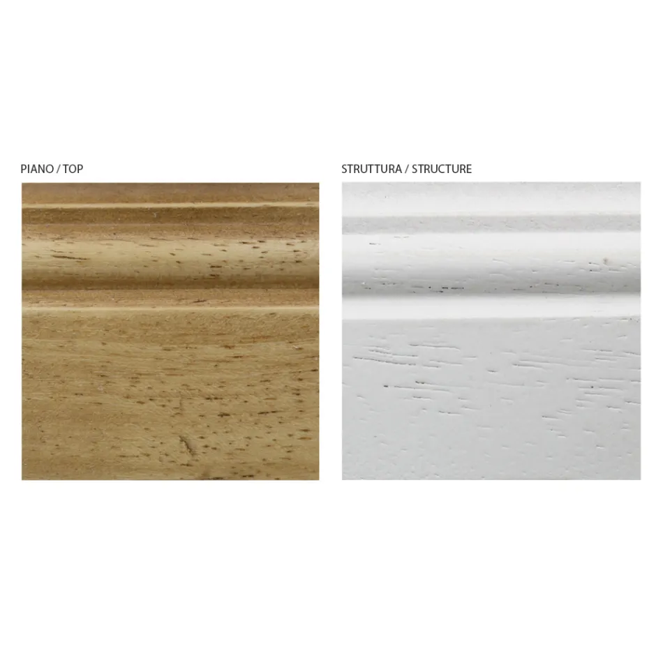 Composición de entrada en cera blanca bicolor y tapa de madera natural - Fatuo viadurini