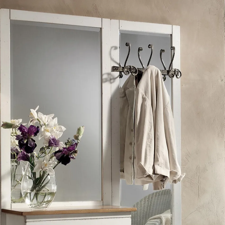 Composición de entrada en cera blanca bicolor y tapa de madera natural - Fatuo viadurini