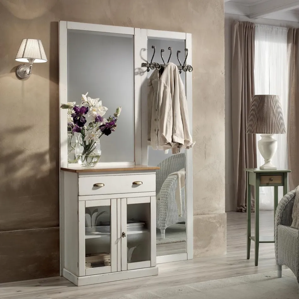 Composición de entrada en cera blanca bicolor y tapa de madera natural - Fatuo viadurini