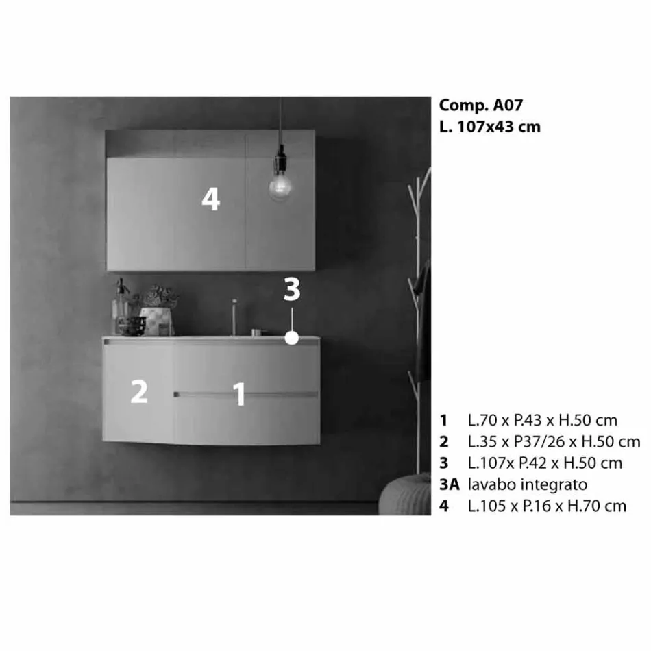 Composición de baño moderna y suspendida Made in Italy Design - Callisi7 viadurini