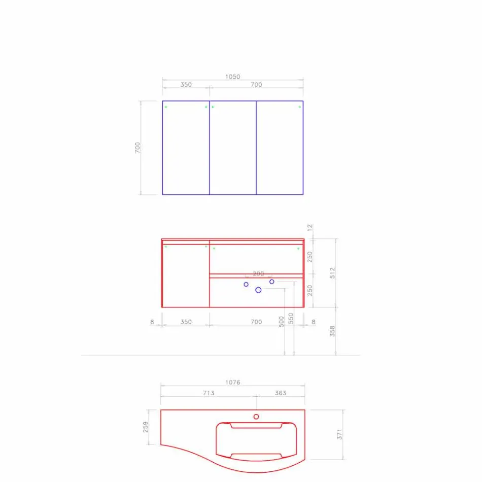 Composición de baño moderna y suspendida Made in Italy Design - Callisi7 viadurini