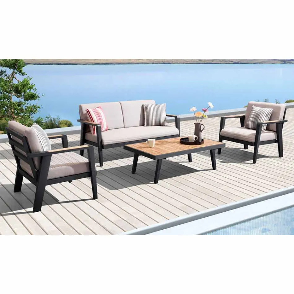 Sofá de 2 plazas, 2 sillones y mesa de centro Garden Composition - Moira viadurini