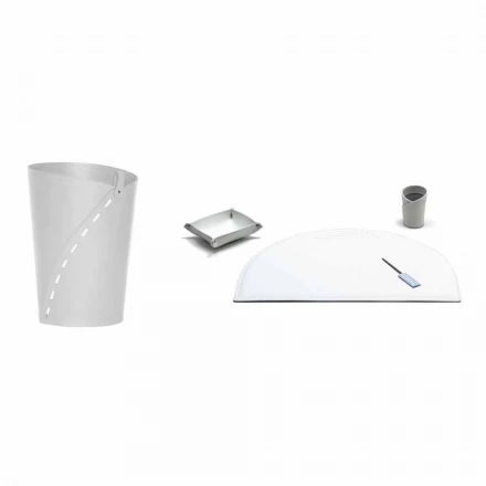 Composición moderna de oficina de cuero regenerado Made in Italy - Meduna viadurini