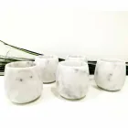 Composición de 2 vasos en mármol blanco de Carrara Made in Italy - Dolla viadurini