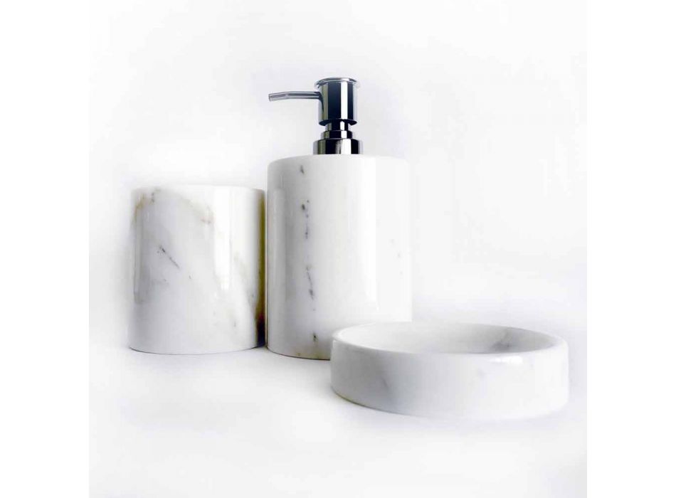 Composición de 3 accesorios de baño en mármol pulido Made in Italy - Trevio viadurini