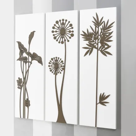 Composición de 3 Paneles con Rociadores y Hojas Made in Italy - Eduardo viadurini