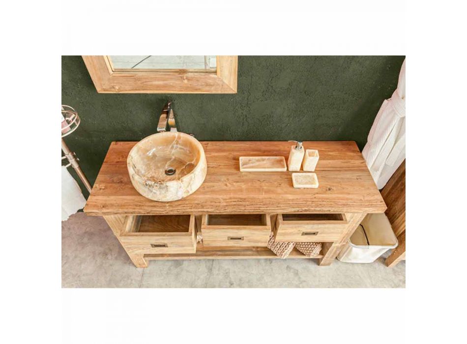 Composición de muebles de baño modernos en madera maciza de teca - Orinal viadurini