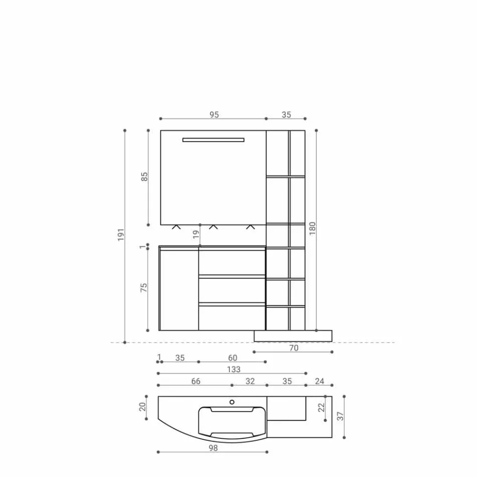 Composición de Mobiliario para el Baño de Diseño Moderno - Callisi13 viadurini