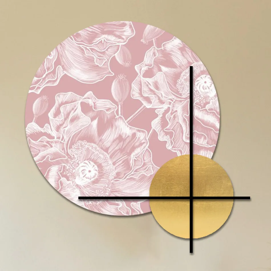 Composición de paneles de madera rosa o verde con flores blancas Made in Italy - Fiji viadurini