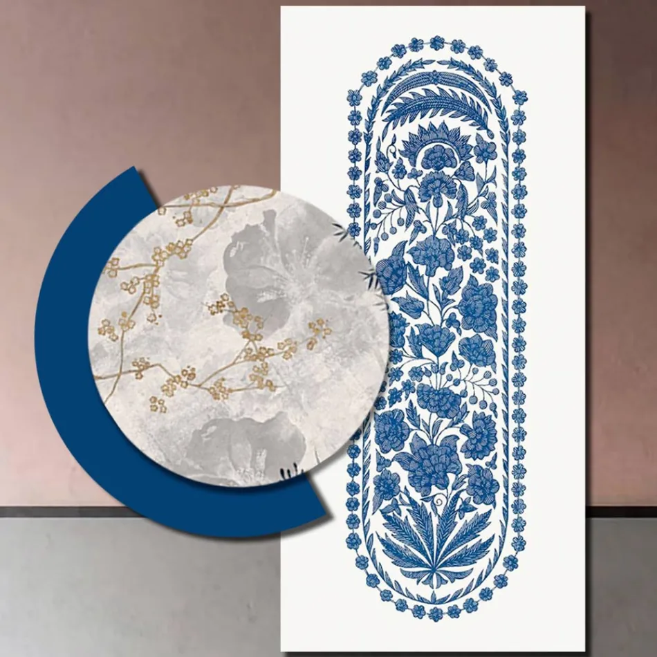 Composición de Cuadros en Madera con Estampado Abstracto Made in Italy - Brasil viadurini