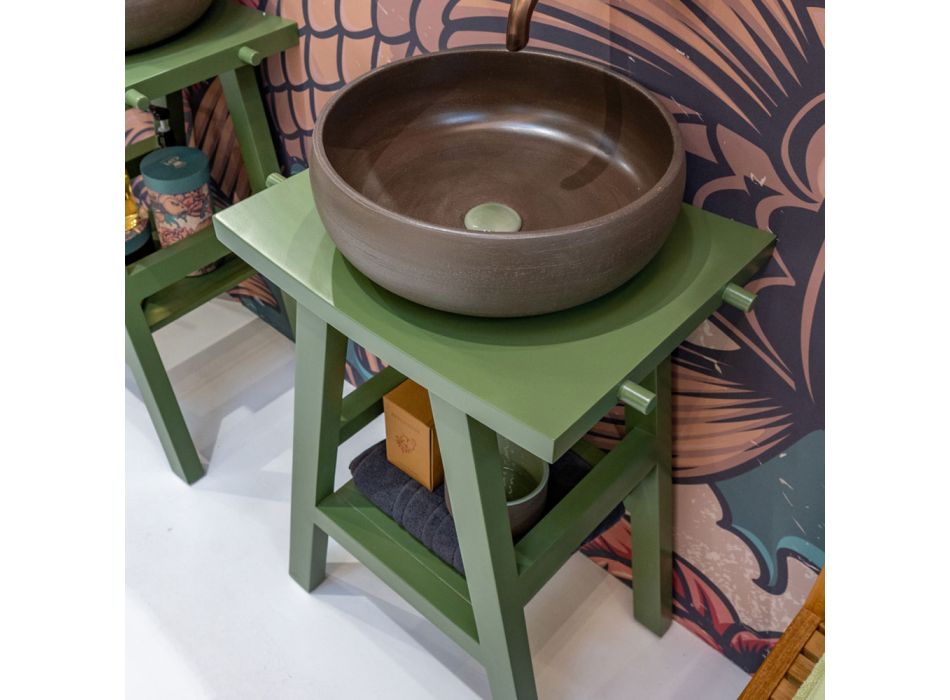Mueble de Baño Suelo Verde Composición y Accesorios Esmaltados - Maryse viadurini