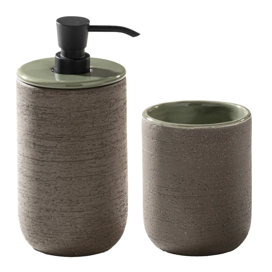 Mueble de Baño Suelo Verde Composición y Accesorios Esmaltados - Maryse viadurini