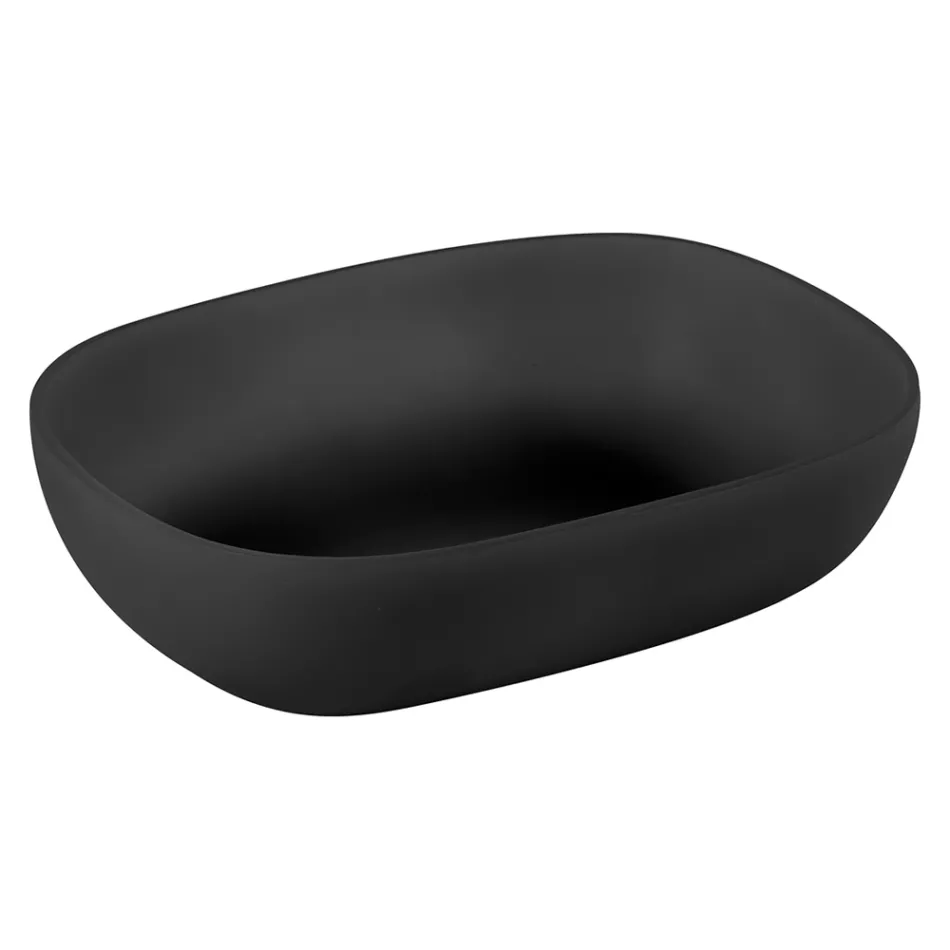 Composición de mueble de baño negro con estante grande y accesorios - Patryk viadurini