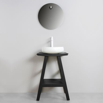 Composición de mueble de baño negro completo con espejo y accesorios - Maryse viadurini