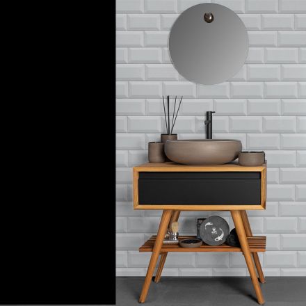 Composición de mueble de baño sobre encimera negro con accesorios incluidos - Carolie viadurini