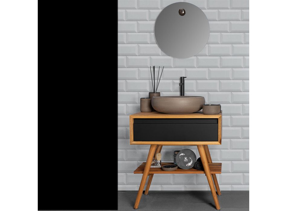 Composición de mueble de baño sobre encimera negro con accesorios incluidos - Carolie viadurini
