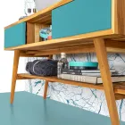 Composición de muebles de baño de piso con cajón de diseño azul - Georges viadurini