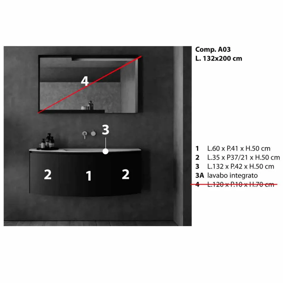 Composición de muebles de baño suspendidos de diseño moderno - Callisi3 viadurini