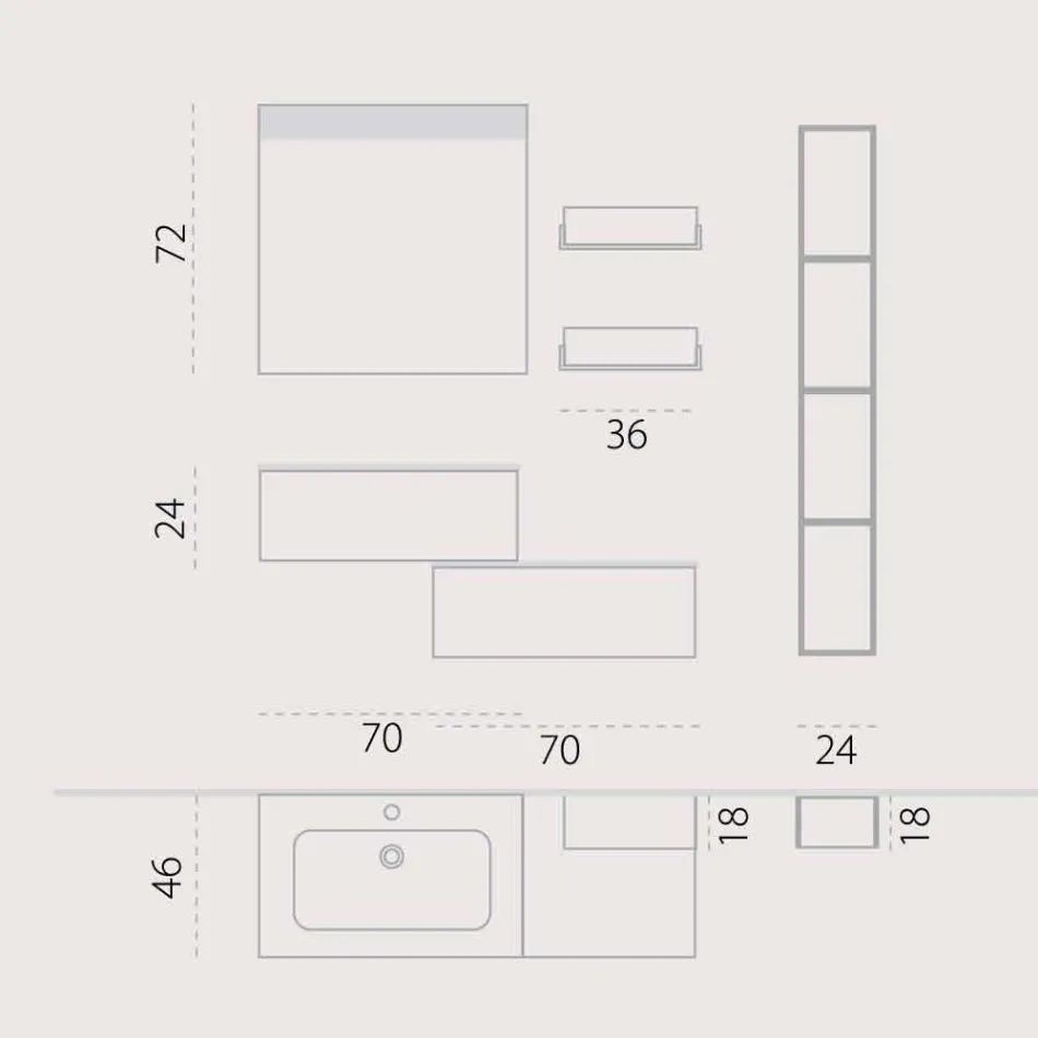 Composición de muebles de madera para baño hecho en Italia Forlì viadurini