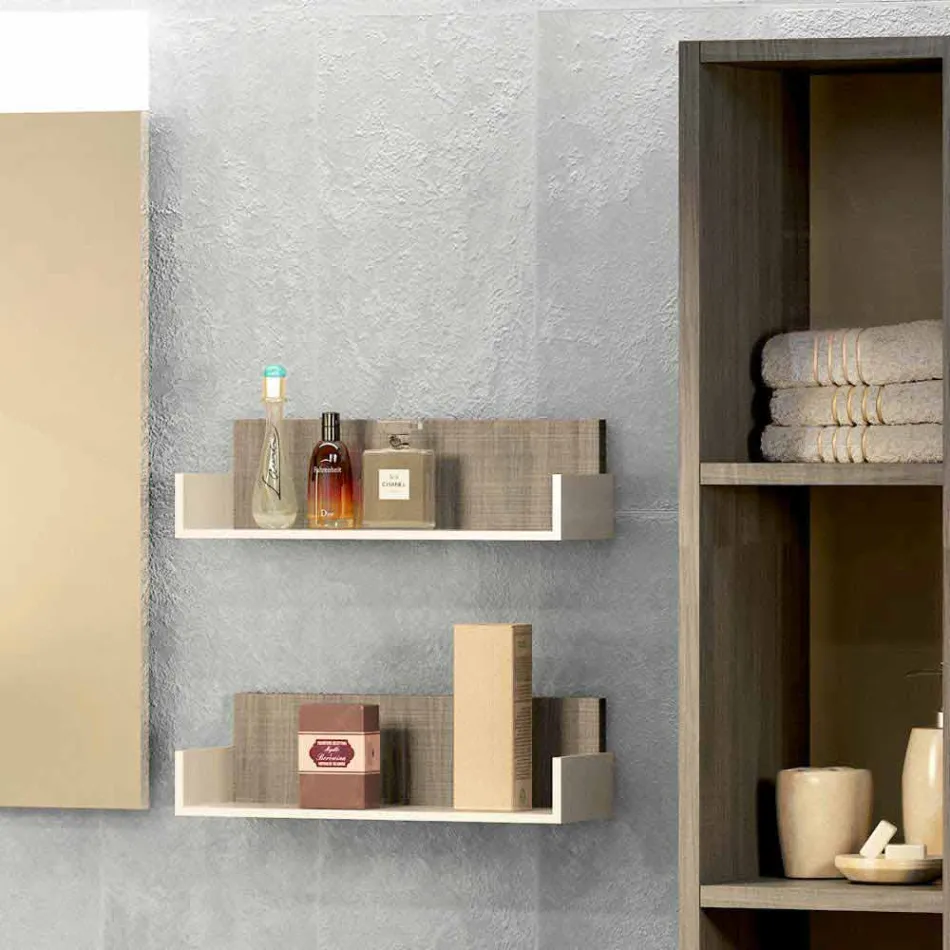 Composición de muebles de madera para baño hecho en Italia Forlì viadurini