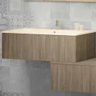 Composición de muebles de madera para baño hecho en Italia Forlì viadurini