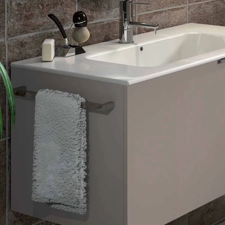 Composición de muebles de baño suspendidos en diseño de madera made Italy Génova viadurini