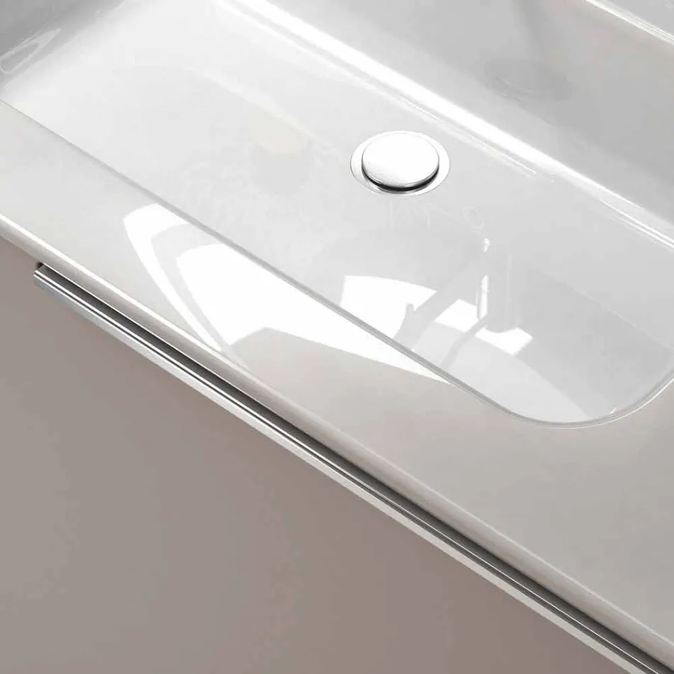 Composición de muebles de baño suspendidos en diseño de madera made Italy Génova viadurini