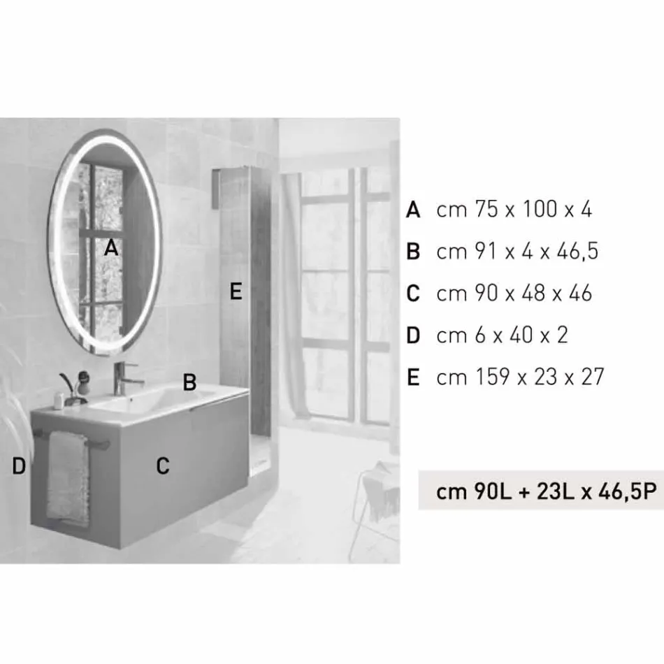 Composición de muebles de baño suspendidos en diseño de madera made Italy Génova viadurini