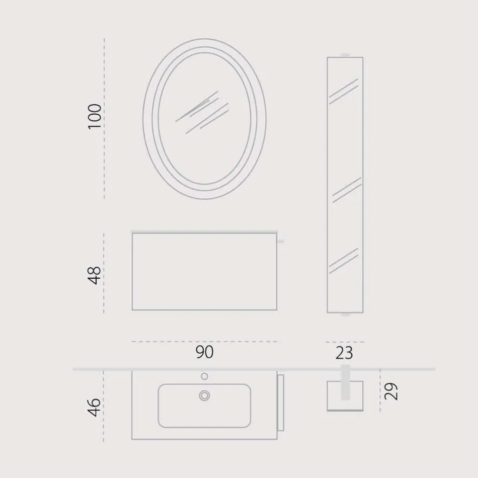 Composición de muebles de baño suspendidos en diseño de madera made Italy Génova viadurini