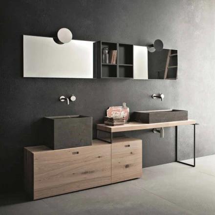 Composición de baño moderna de muebles de diseño de suelo fabricados en Italia - Farart6 viadurini