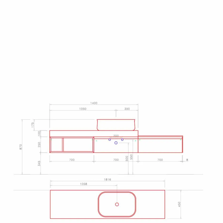 Composición moderna y suspendida de muebles de baño de diseño - Callisi2 viadurini