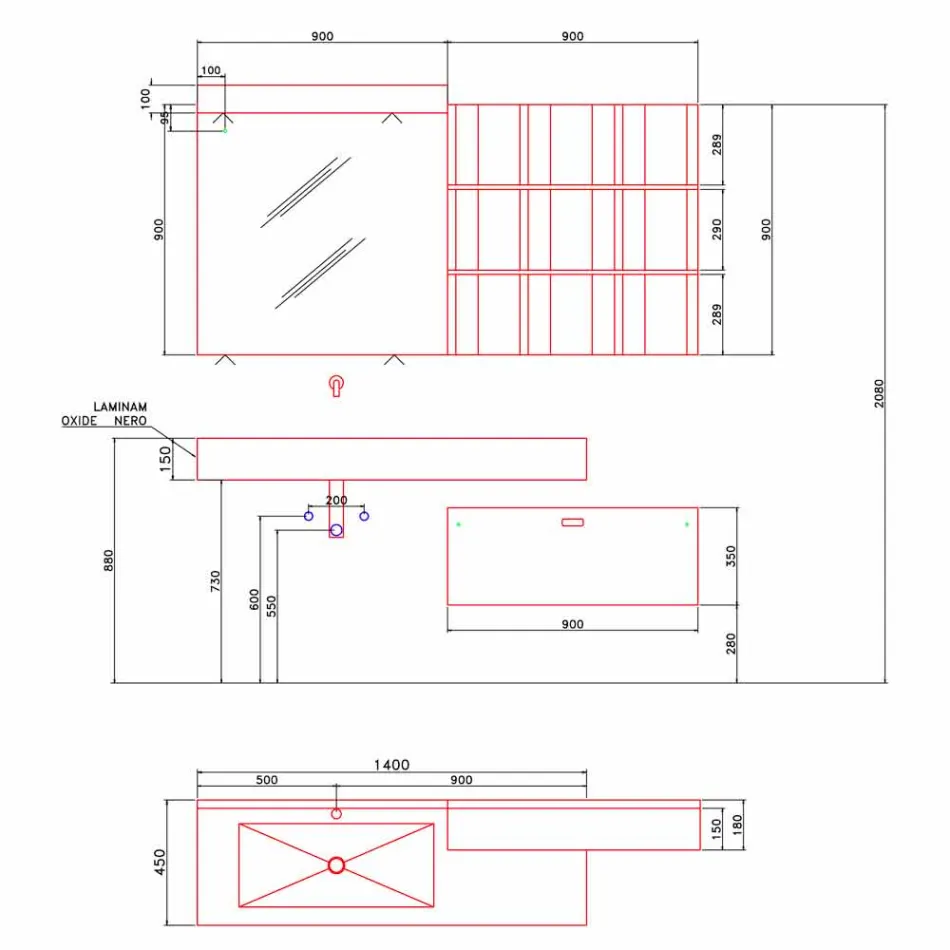 Composición para baño suspendido y diseño moderno Made in Italy - Farart9 viadurini