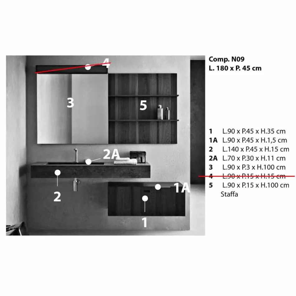 Composición para baño suspendido y diseño moderno Made in Italy - Farart9 viadurini