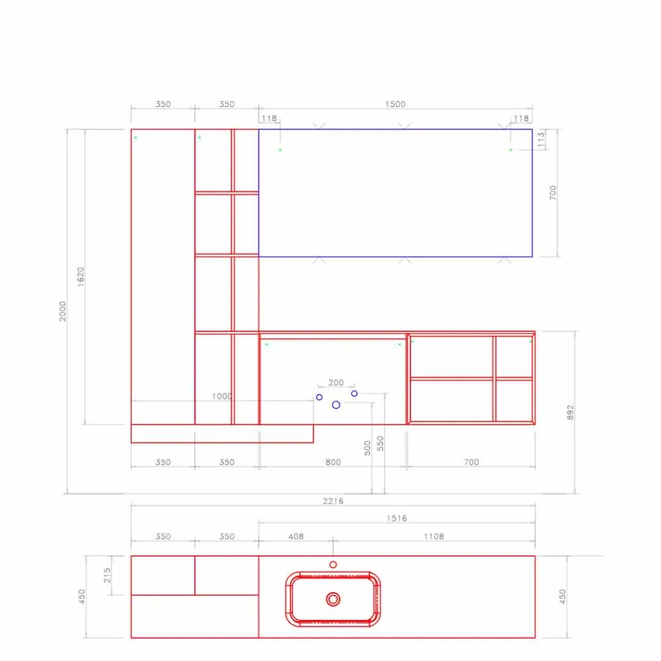 Composición de muebles de baño suspendidos con diseño moderno Made in Italy - Callisi15 viadurini