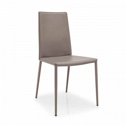 silla de cuero Connubia Calligaris Boheme, de metal moderno, 2 piezas viadurini