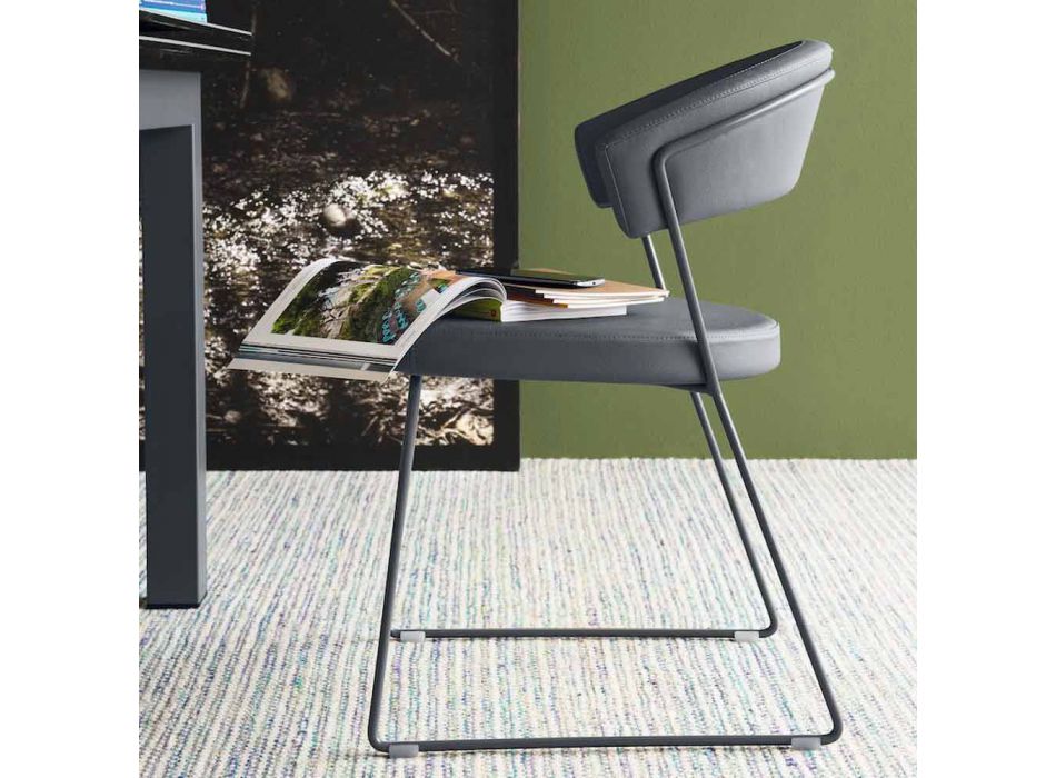 silla Connubia Nueva York Calligaris en piel de diseño moderno, 2 piezas viadurini