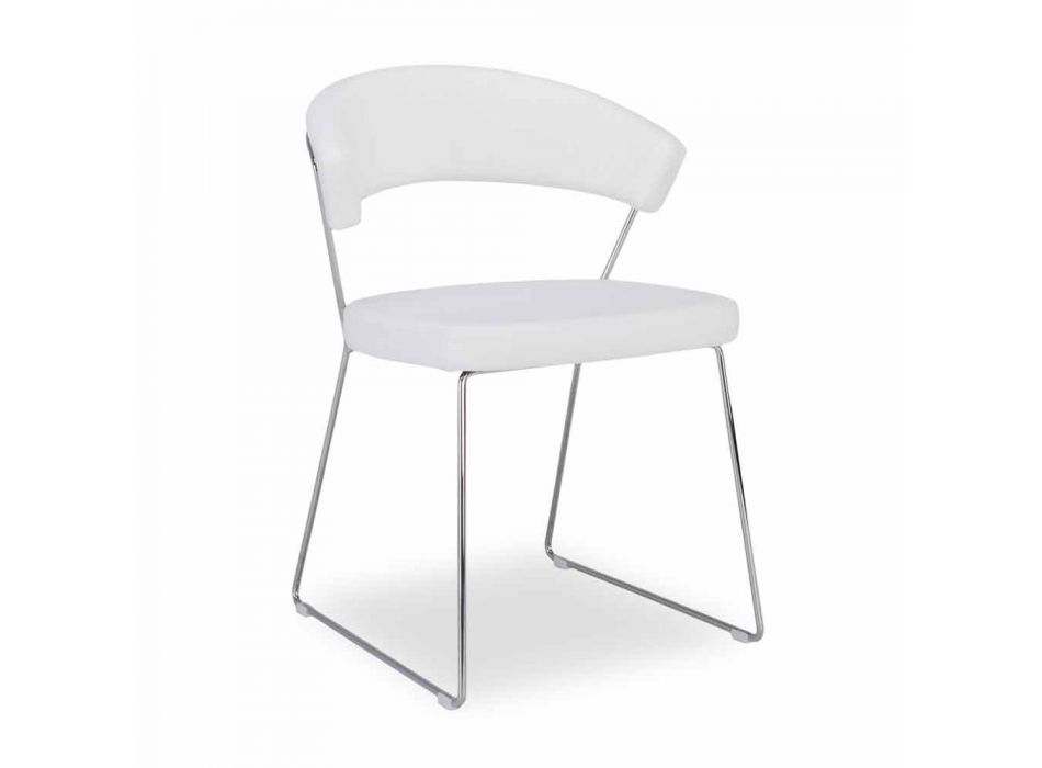 silla Connubia Nueva York Calligaris en piel de diseño moderno, 2 piezas viadurini