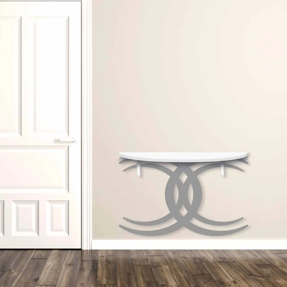 Consola de pared para diseño moderno en madera blanca y gris - Coco viadurini