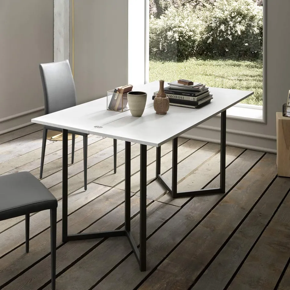 Consola Extensible 150 cm en Metal y Melamina Made in Italy - Solapa viadurini