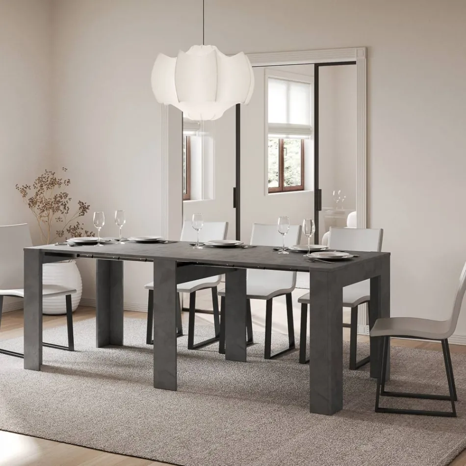 Consola extensible hasta 211 cm en paneles de melamina Made in Italy - Principessa viadurini