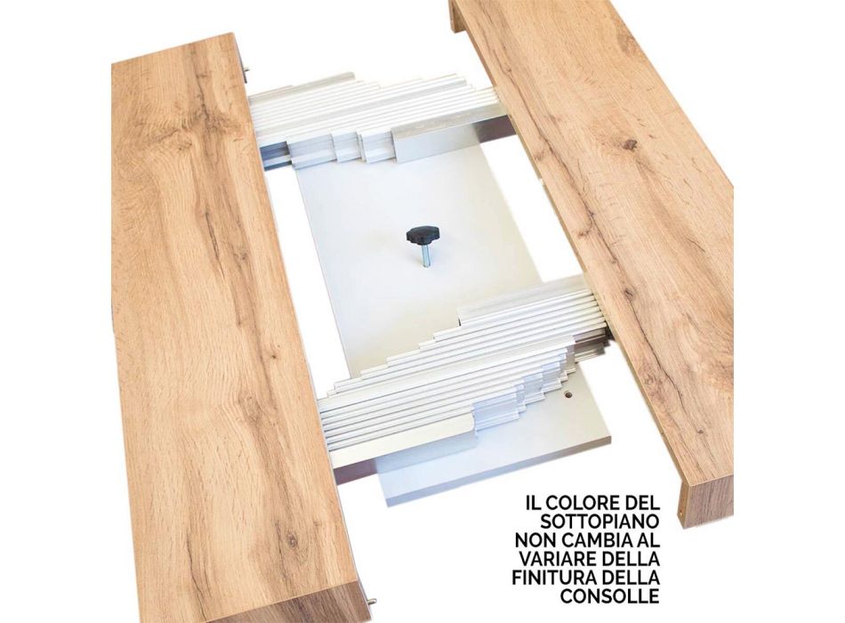 Consola extensible hasta 288 cm en madera y metal Made in Italy - Mistero viadurini