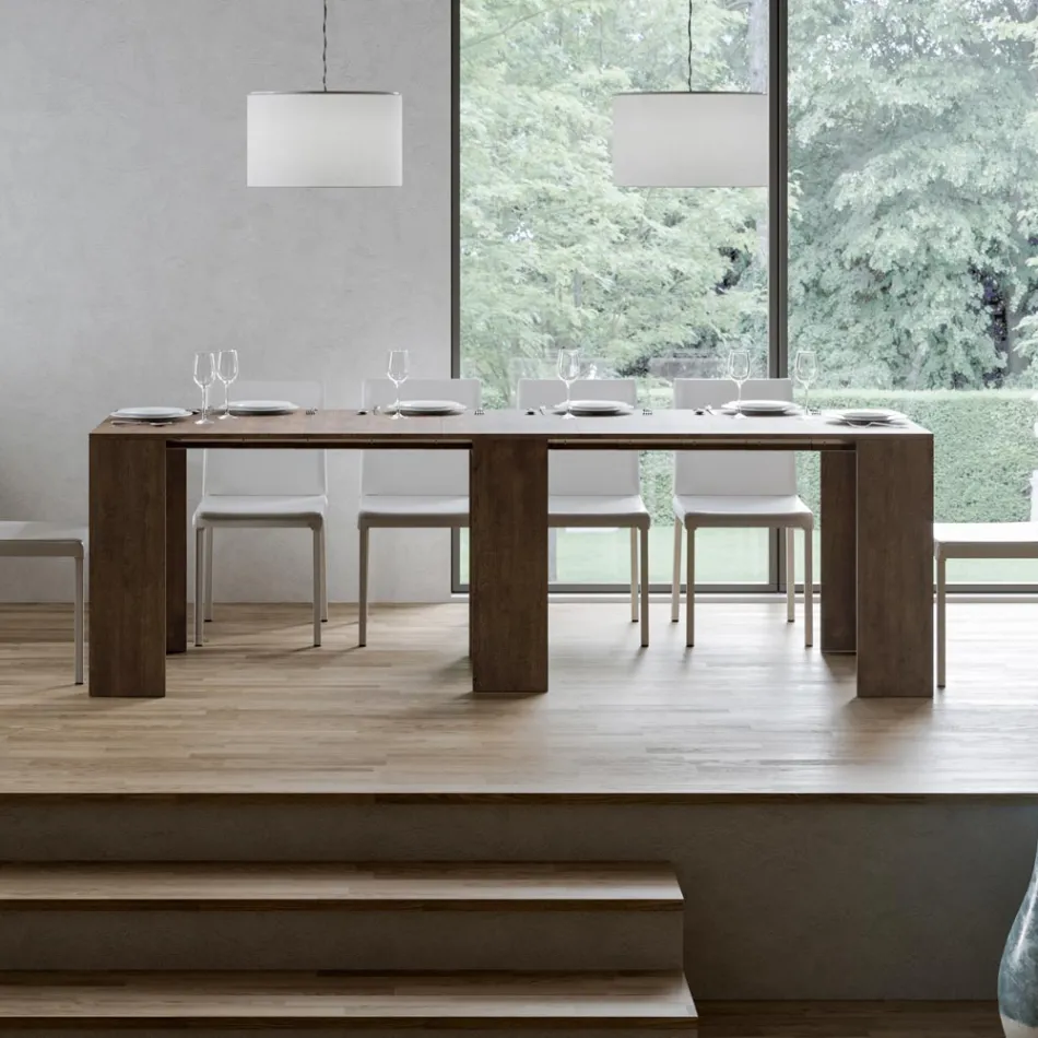 Consola extensible hasta 299 cm con extensiones internas Made in Italy - Reloj de arena viadurini