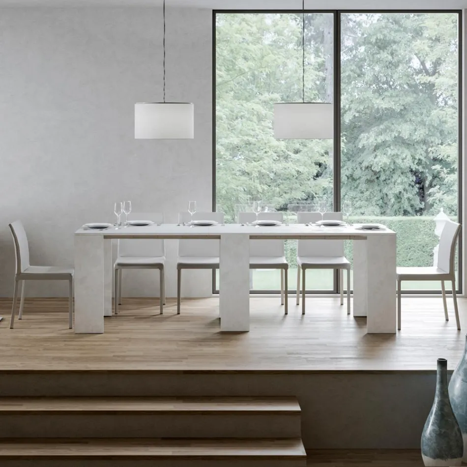 Consola extensible hasta 299 cm con extensiones internas Made in Italy - Reloj de arena viadurini