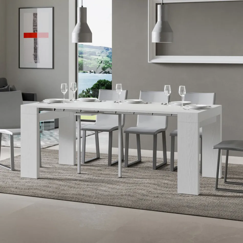 Consola extensible hasta 300 cm con soporte de 2 patas Made in Italy - Phantom viadurini