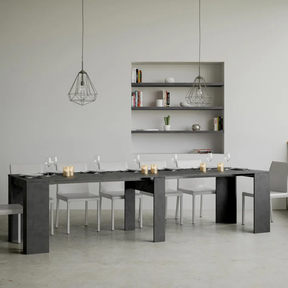 Consola extensible hasta 308 cm con soporte central Made in Italy - Oracle viadurini