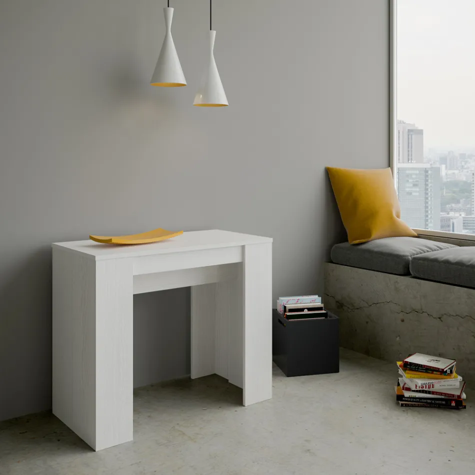 Consola extensible hasta 308 cm con soporte central Made in Italy - Oracle viadurini