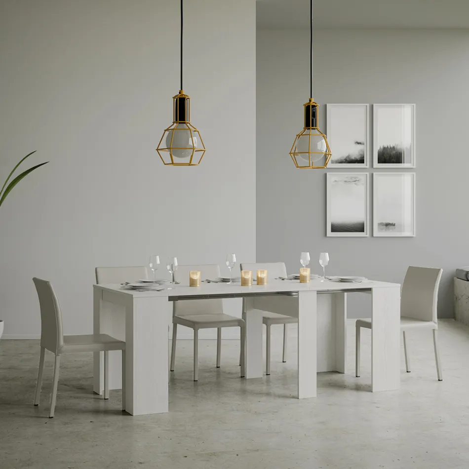 Consola extensible hasta 308 cm con soporte central Made in Italy - Oracle viadurini